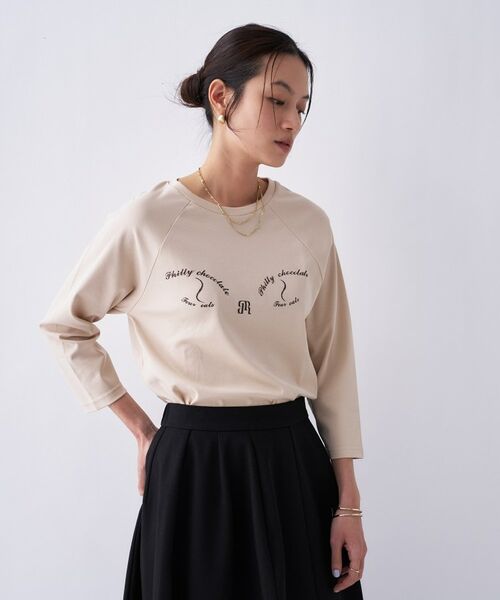 cloenc / クロエンス Tシャツ | 【Philly chocolate】キャットプリントロングTシャツ（ベージュ(152)）