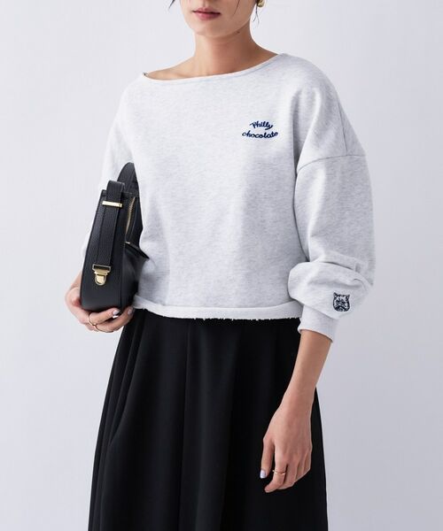 cloenc / クロエンス スウェット | 【Philly chocolate】キャットモチーフ2wayスウェット（ライトグレー(110)）