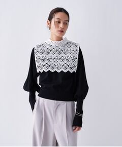 cloenc / クロエンス ニット・セーター | 【2way／手洗い可】2wayレースパフスリーブニット