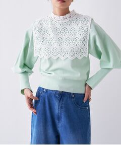 cloenc / クロエンス ニット・セーター | 【2way／手洗い可】2wayレースパフスリーブニット