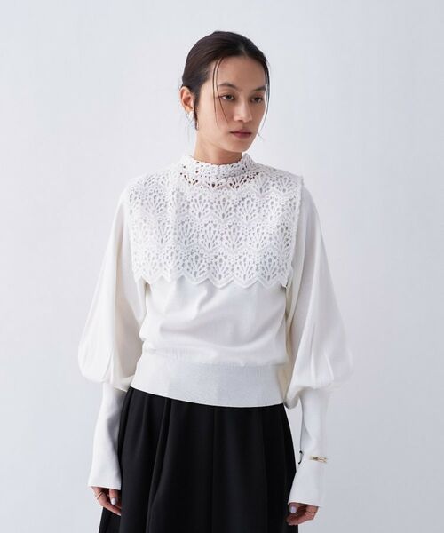 cloenc / クロエンス ニット・セーター | 【2way／手洗い可】2wayレースパフスリーブニット | 詳細3