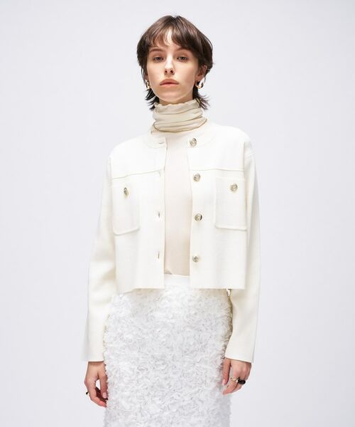 cloenc / クロエンス カーディガン・ボレロ | 【手洗い可】ゴールドボタンノーカラーニットカーディガン | 詳細2