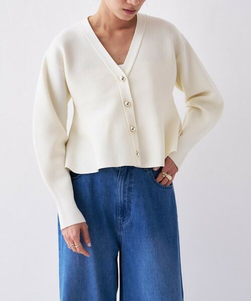cloenc / クロエンス カーディガン・ボレロ | 【手洗い可】ペプラムニットカーディガン（ホワイト(001)）