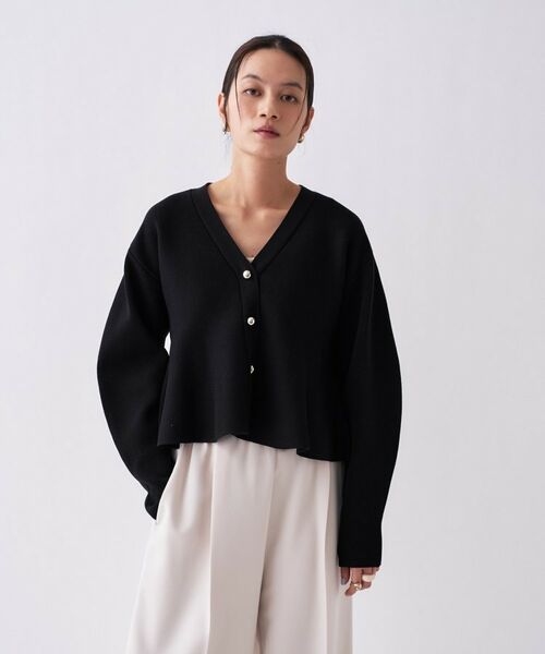 cloenc / クロエンス カーディガン・ボレロ | 【手洗い可】ペプラムニットカーディガン（ブラック(019)）