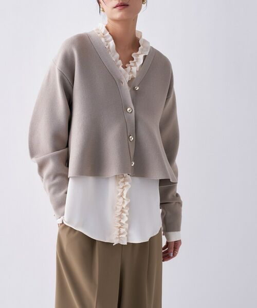 cloenc / クロエンス カーディガン・ボレロ | 【手洗い可】ペプラムニットカーディガン（グレージュ(050)）