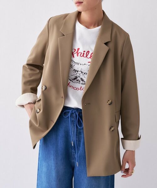 cloenc / クロエンス テーラードジャケット | 【セットアップ可／防花粉】ライトテーラードジャケット（キャメルブラウン(041)）