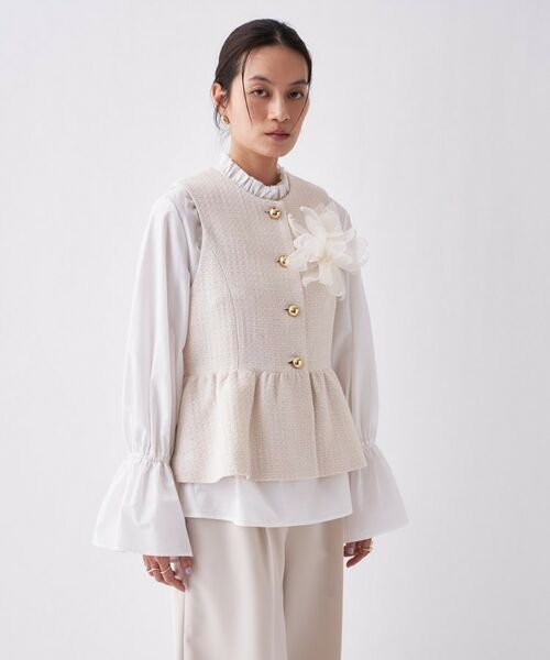 cloenc / クロエンス ベスト | ツイードペプラムジレ | 詳細4