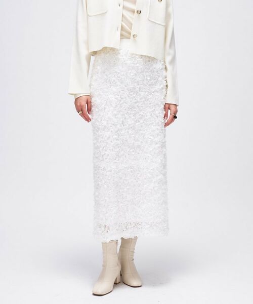 cloenc / クロエンス ロング・マキシ丈スカート | 【手洗い可】フラワーチュールレーススカート(ホワイト(401))