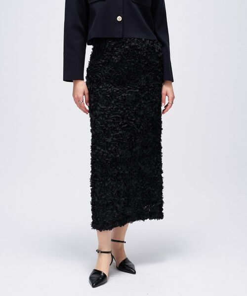 cloenc / クロエンス ロング・マキシ丈スカート | 【手洗い可】フラワーチュールレーススカート(ブラック(419))