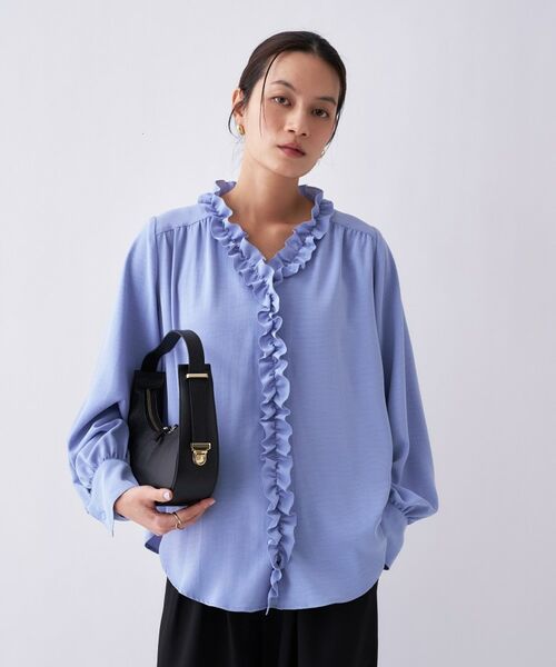 cloenc / クロエンス シャツ・ブラウス | 【手洗い可】フリルブラウス（サックスブルー(090)）