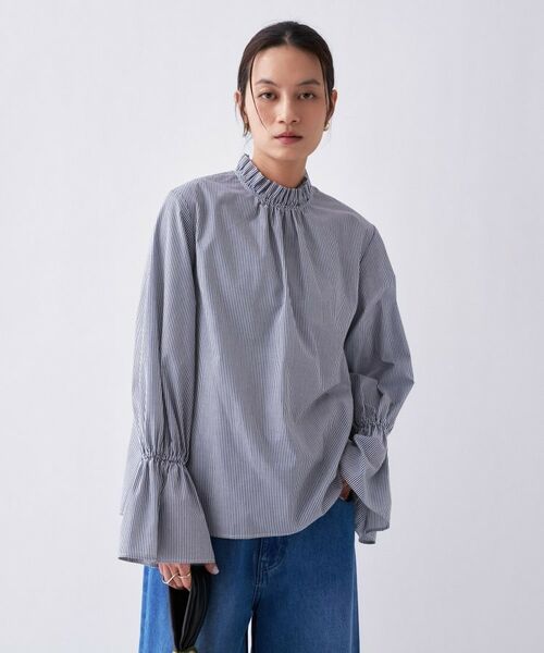 cloenc / クロエンス シャツ・ブラウス | フリルフォルムブラウス（ネイビー(394)）