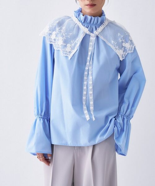 cloenc / クロエンス シャツ・ブラウス | フリルフォルムブラウス（サックスブルー(090)）