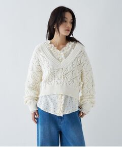 cloenc / クロエンス ニット・セーター | 【手洗い可】クロシェ編みクロップドニットプルオーバー