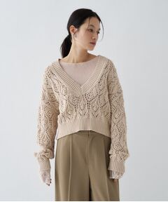 cloenc / クロエンス ニット・セーター | 【手洗い可】クロシェ編みクロップドニットプルオーバー