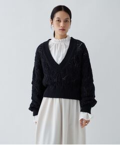 cloenc / クロエンス ニット・セーター | 【手洗い可】クロシェ編みクロップドニットプルオーバー