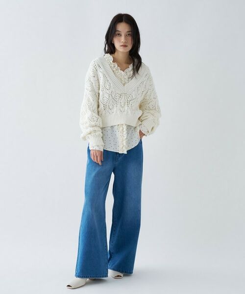 cloenc / クロエンス ニット・セーター | 【手洗い可】クロシェ編みクロップドニットプルオーバー | 詳細12