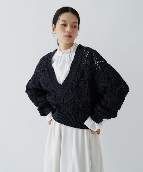 cloenc / クロエンス ニット・セーター | 【手洗い可】クロシェ編みクロップドニットプルオーバー | 詳細20
