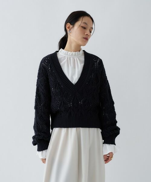 cloenc / クロエンス ニット・セーター | 【手洗い可】クロシェ編みクロップドニットプルオーバー | 詳細21