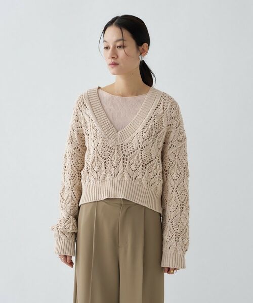 cloenc / クロエンス ニット・セーター | 【手洗い可】クロシェ編みクロップドニットプルオーバー | 詳細4