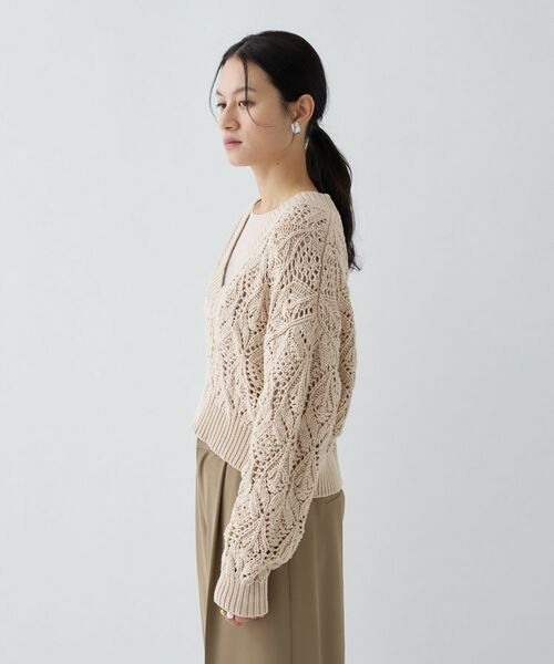 cloenc / クロエンス ニット・セーター | 【手洗い可】クロシェ編みクロップドニットプルオーバー | 詳細5