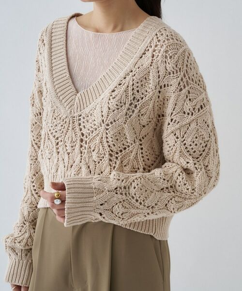 cloenc / クロエンス ニット・セーター | 【手洗い可】クロシェ編みクロップドニットプルオーバー | 詳細7