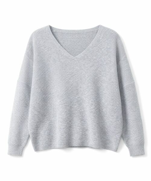 cloenc / クロエンス ニット・セーター | 【手洗い可】Vネックラメガーターニット（ライトグレー(410)）