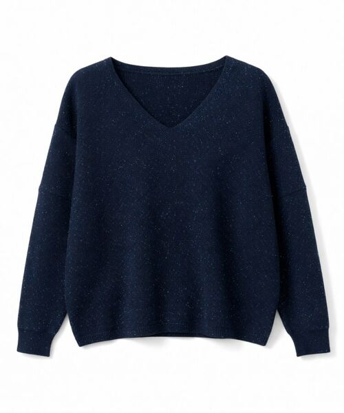 cloenc / クロエンス ニット・セーター | 【手洗い可】Vネックラメガーターニット（ネイビー(494)）