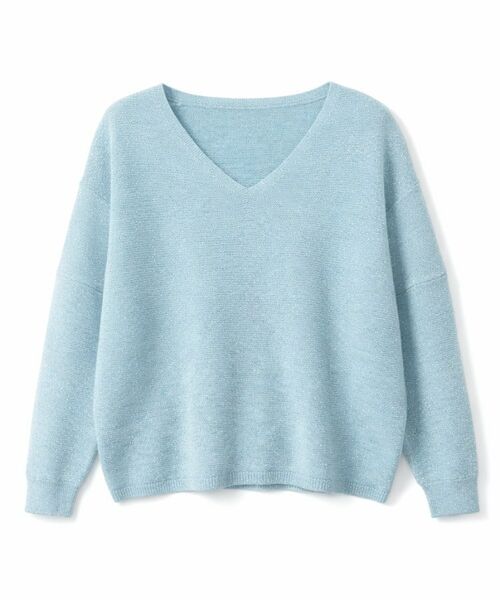 cloenc / クロエンス ニット・セーター | 【手洗い可】Vネックラメガーターニット（サックスブルー(490)）