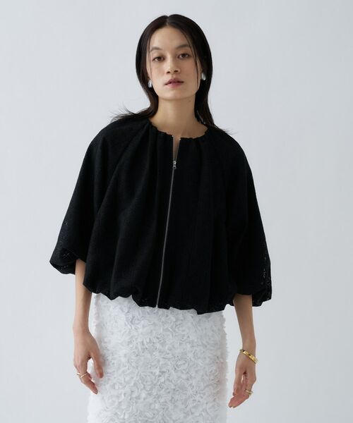 cloenc / クロエンス レザーブルゾン・ジャケット | レースシアーブルゾン（ブラック(119)）