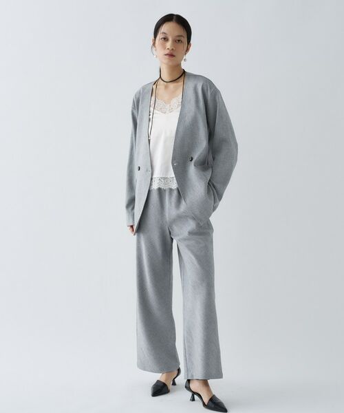 cloenc / クロエンス ノーカラージャケット | 【セットアップ／マシンウォッシュ】リネンライクノーカラージャケット | 詳細1