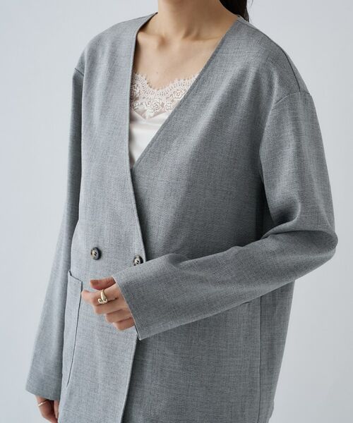cloenc / クロエンス ノーカラージャケット | 【セットアップ／マシンウォッシュ】リネンライクノーカラージャケット | 詳細10