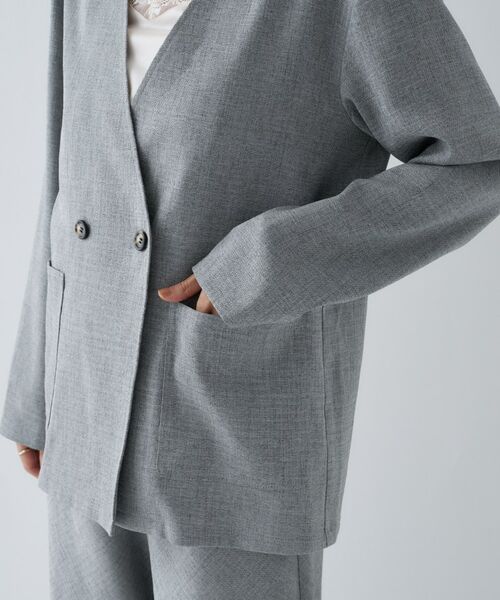 cloenc / クロエンス ノーカラージャケット | 【セットアップ／マシンウォッシュ】リネンライクノーカラージャケット | 詳細11