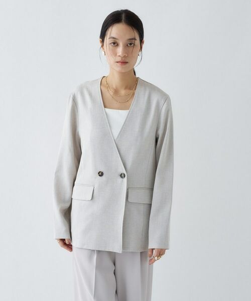 cloenc / クロエンス ノーカラージャケット | 【セットアップ／マシンウォッシュ】リネンライクノーカラージャケット | 詳細18