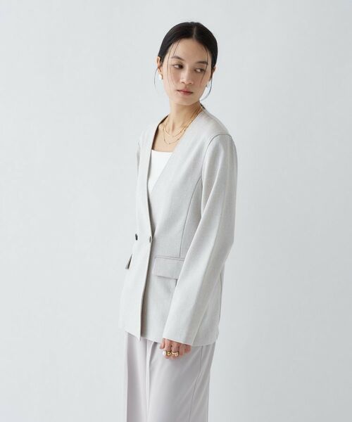 cloenc / クロエンス ノーカラージャケット | 【セットアップ／マシンウォッシュ】リネンライクノーカラージャケット | 詳細19