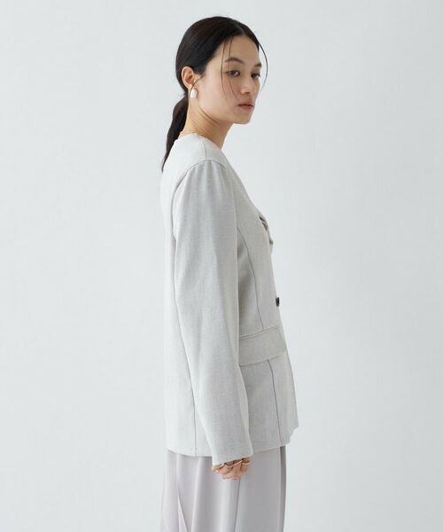 cloenc / クロエンス ノーカラージャケット | 【セットアップ／マシンウォッシュ】リネンライクノーカラージャケット | 詳細21