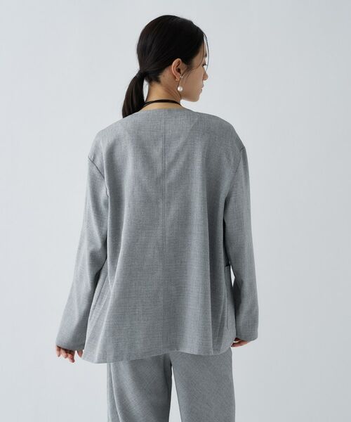 cloenc / クロエンス ノーカラージャケット | 【セットアップ／マシンウォッシュ】リネンライクノーカラージャケット | 詳細5