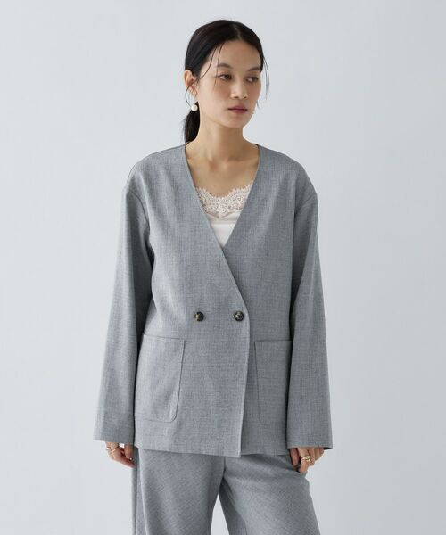 cloenc / クロエンス ノーカラージャケット | 【セットアップ／マシンウォッシュ】リネンライクノーカラージャケット | 詳細6