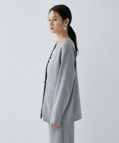 cloenc / クロエンス ノーカラージャケット | 【セットアップ／マシンウォッシュ】リネンライクノーカラージャケット | 詳細7