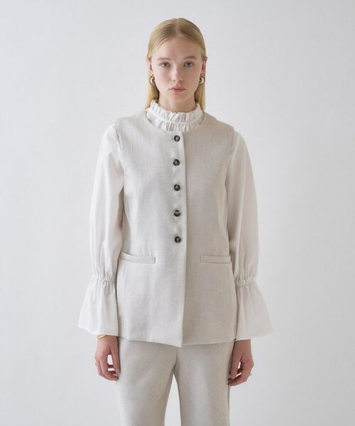 cloenc / クロエンス ベスト | 【セットアップ／接触冷感／マシンウォッシュ】リネンライクジレ（ライトベージュ(451)）