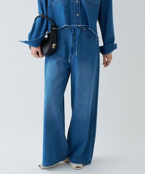 cloenc / クロエンス デニムパンツ | 【手洗い可】ドロストイージーワイドデニムパンツ(ネイビー(094))