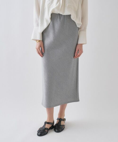 cloenc / クロエンス ロング・マキシ丈スカート | 【セットアップ／接触冷感／マシンウォッシュ】リネンライクシャークスカート（ライトグレー(411)）