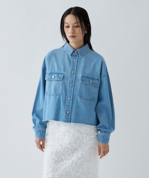 cloenc / クロエンス シャツ・ブラウス | 【手洗い可】ライトデニムクロップドシャツシャツ | 詳細4