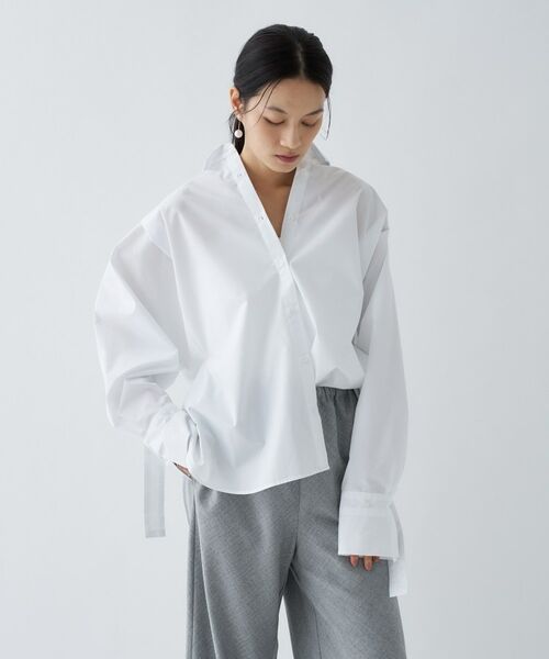 cloenc / クロエンス シャツ・ブラウス | 【接触冷感／手洗い可】バックギャザールーズシャツ（ホワイト(001)）