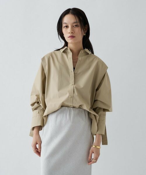 cloenc / クロエンス シャツ・ブラウス | 【接触冷感／手洗い可】バックギャザールーズシャツ（ベージュ(052)）