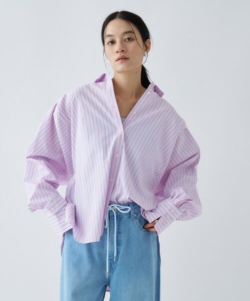 cloenc / クロエンス シャツ・ブラウス | 【接触冷感／手洗い可】バックギャザールーズシャツ（ピンク(371)）