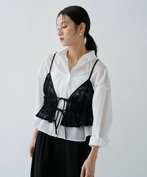 cloenc / クロエンス キャミソール・チューブトップ | 【手洗い可】シアーフラワーレースキャミソール（ブラック(119)）