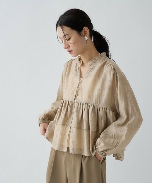 cloenc / クロエンス シャツ・ブラウス | 【手洗い可】シアーティアードフリルブラウス（キャメルブラウン(041)）