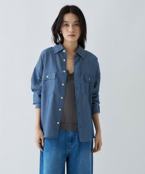 cloenc / クロエンス シャツ・ブラウス | シアーデニムオーバーシャツ（ネイビー(094)）