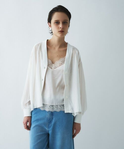 cloenc / クロエンス シャツ・ブラウス | 【手洗い可】スキッパーシアーブラウス（ホワイト(001)）