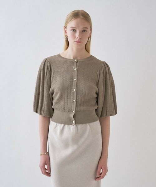 cloenc / クロエンス カーディガン・ボレロ | 【手洗い可】パフスリーブニットカーディガン（ベージュ(052)）